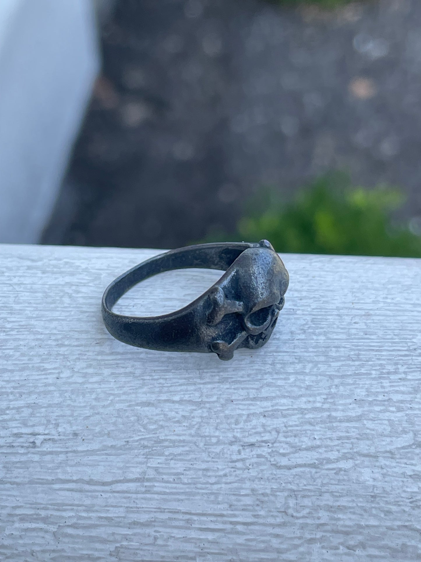 925 Oxidized Sterling Silver Skull Crossbones Ring Size 9