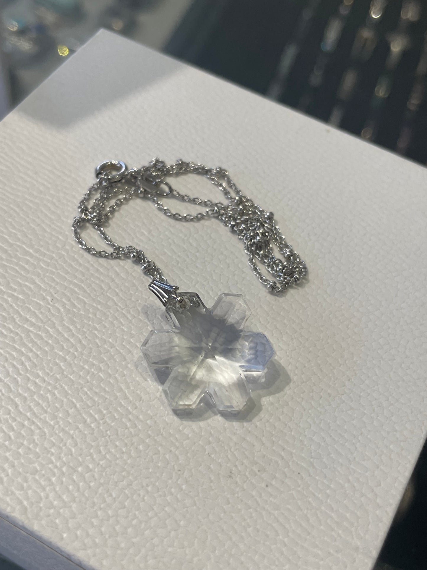 925 Sterling Silver Crystal Snowflake Necklace 18”