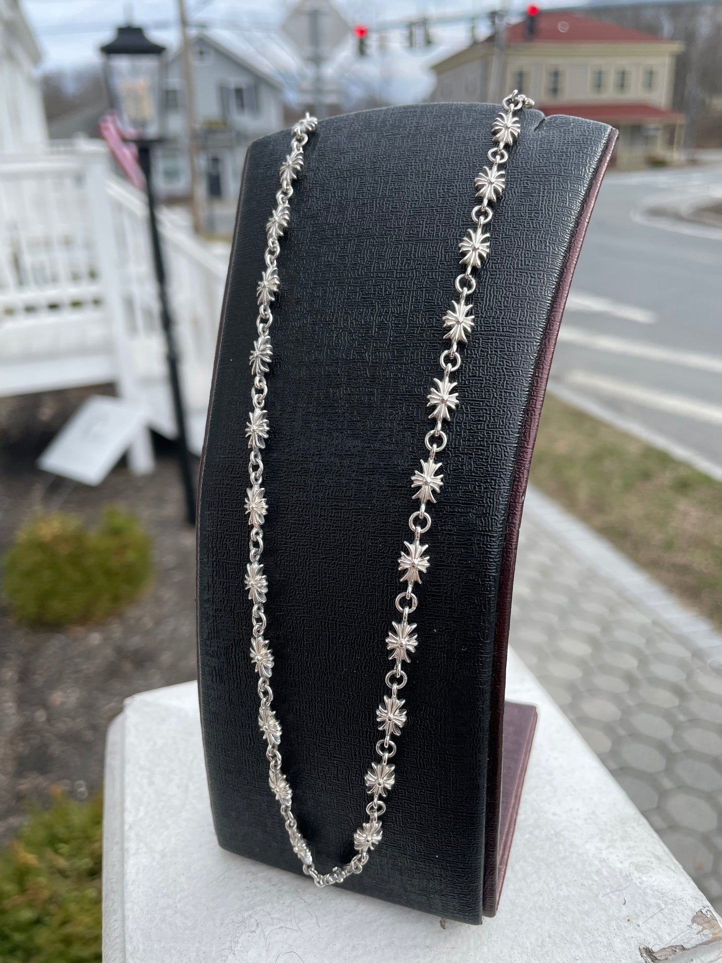 Chrome hearts designer 925 silver cross necklace 20”