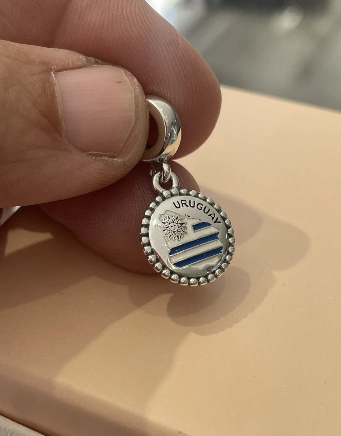 Pandora Uruguay Country Map Flag Exclusive Travel Dangle Charm