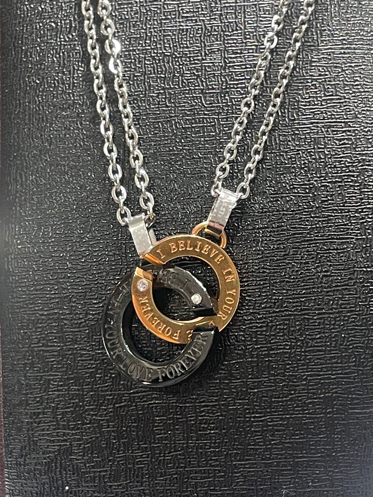 Stainless Steel I believe in your love forever Tri Color Splittable Necklace