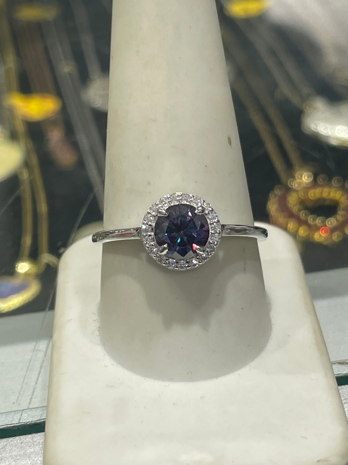 925 Sterling Silver Purple Moissanite Statement Ring