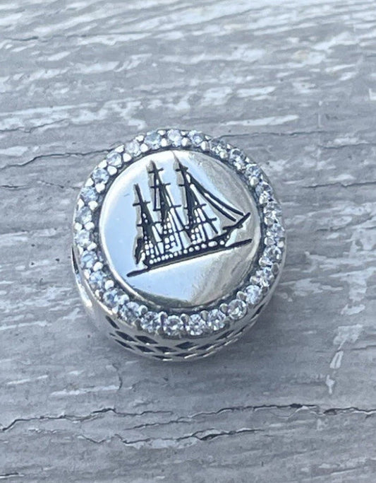 Pandora Boston Massachusetts State Exclusive Iconic Ship Signet Travel Charm
