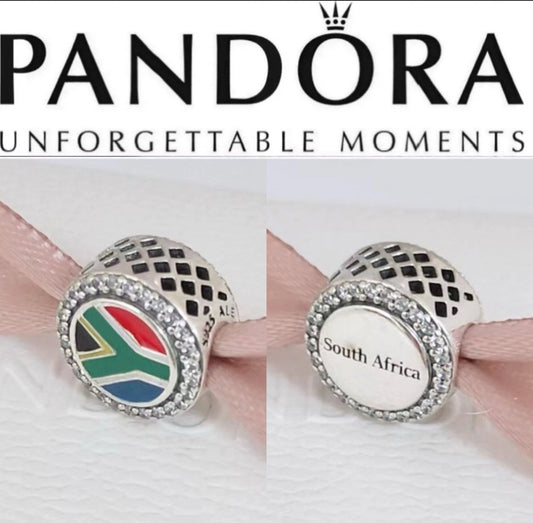 Rare Pandora South Africa Country Exclusive Round Signet Flag Charm