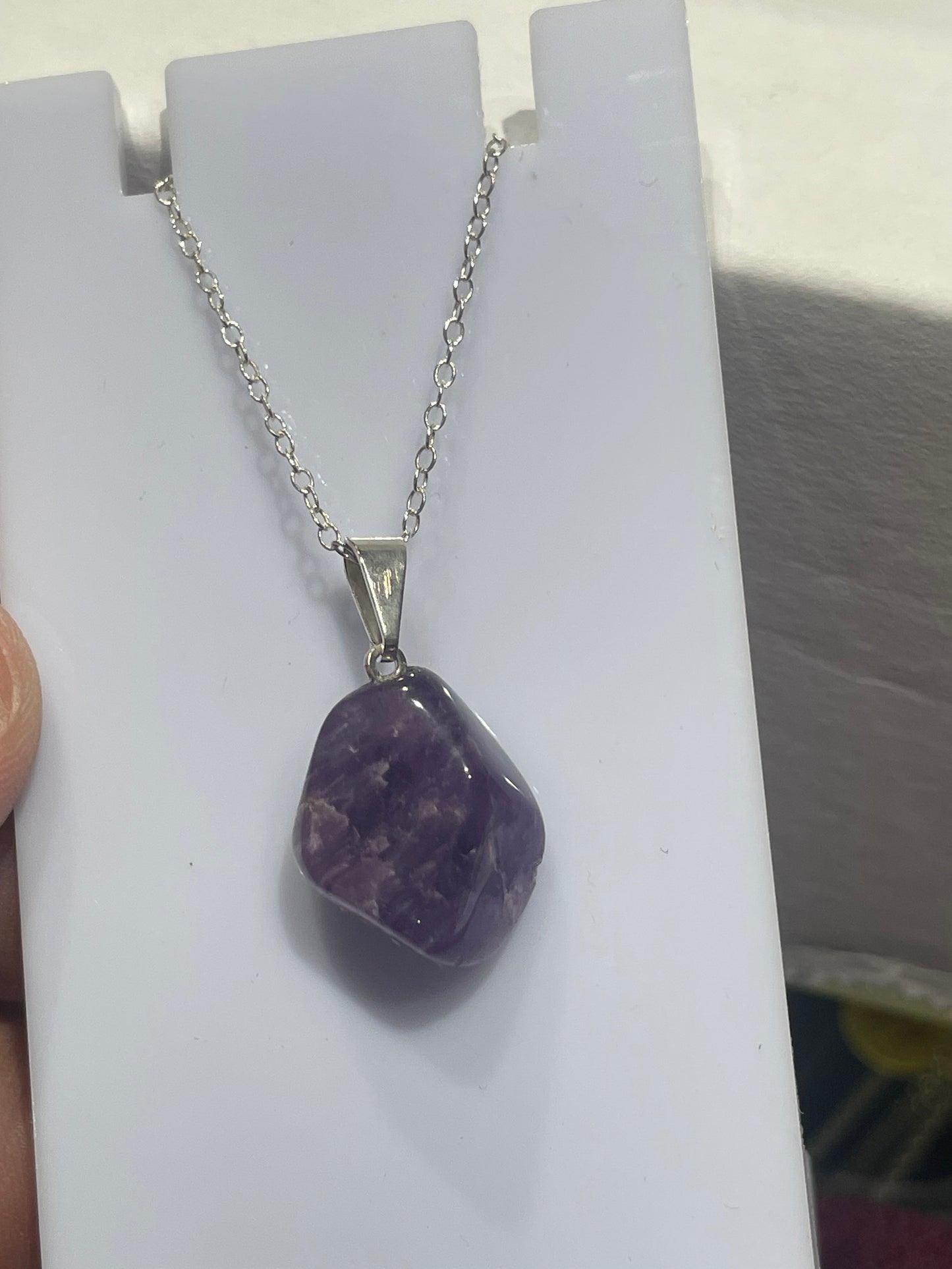 925 Sterling Silver Raw Amethyst Stone Necklace