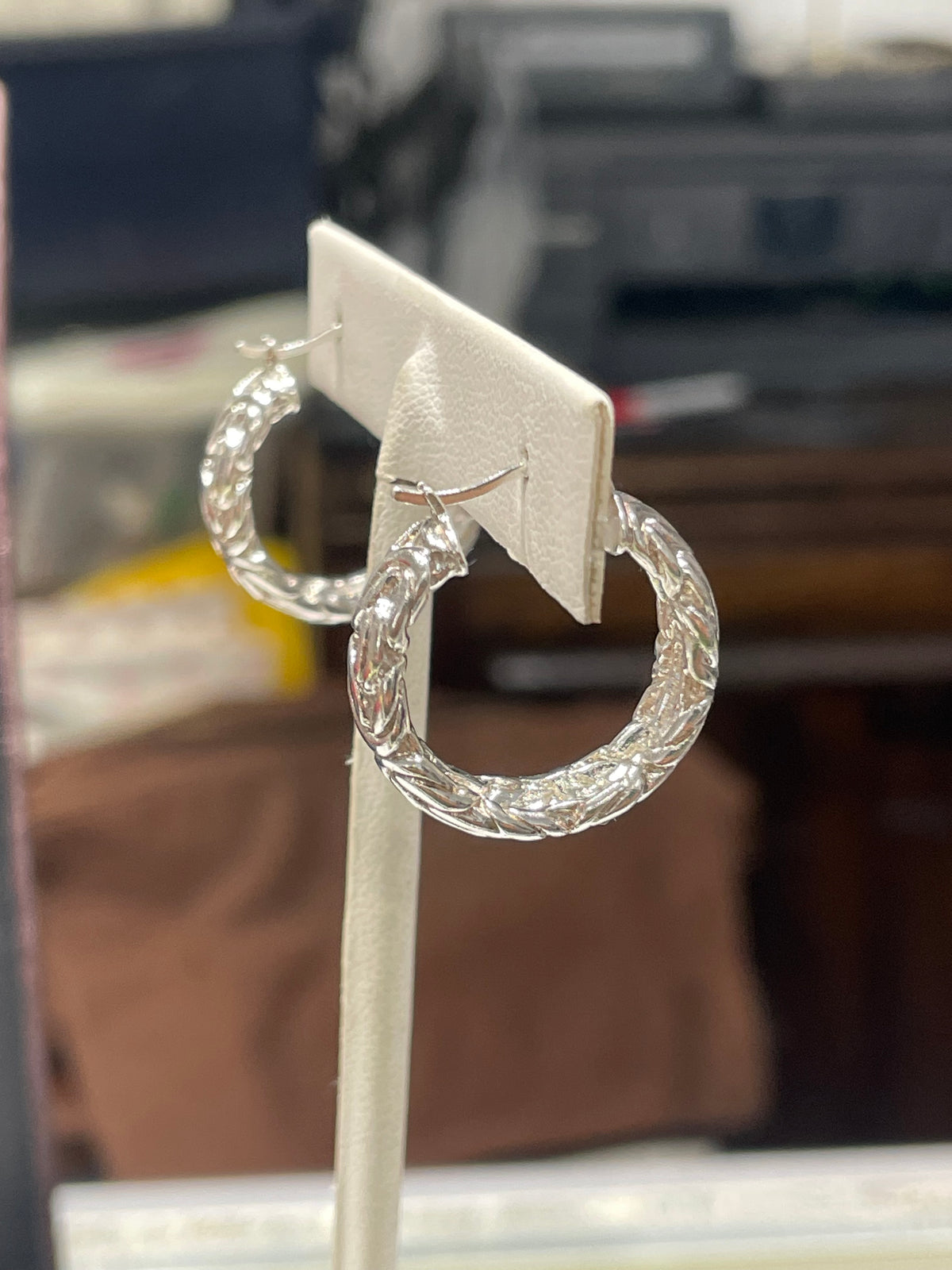 925 Sterling Silver Byzantine Link Hoop Earrings