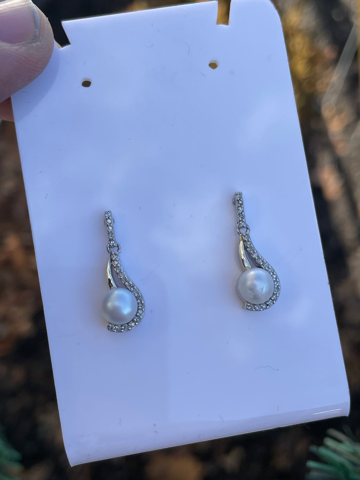 925 Sterling Silver & 14K Gold 2tone Freshwater Pearl & Diamond Dangle Earrings