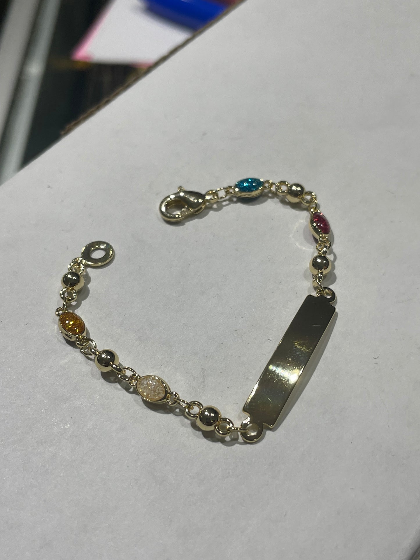 Kids Gold Plated Fancy Color Station ID Bracelet
