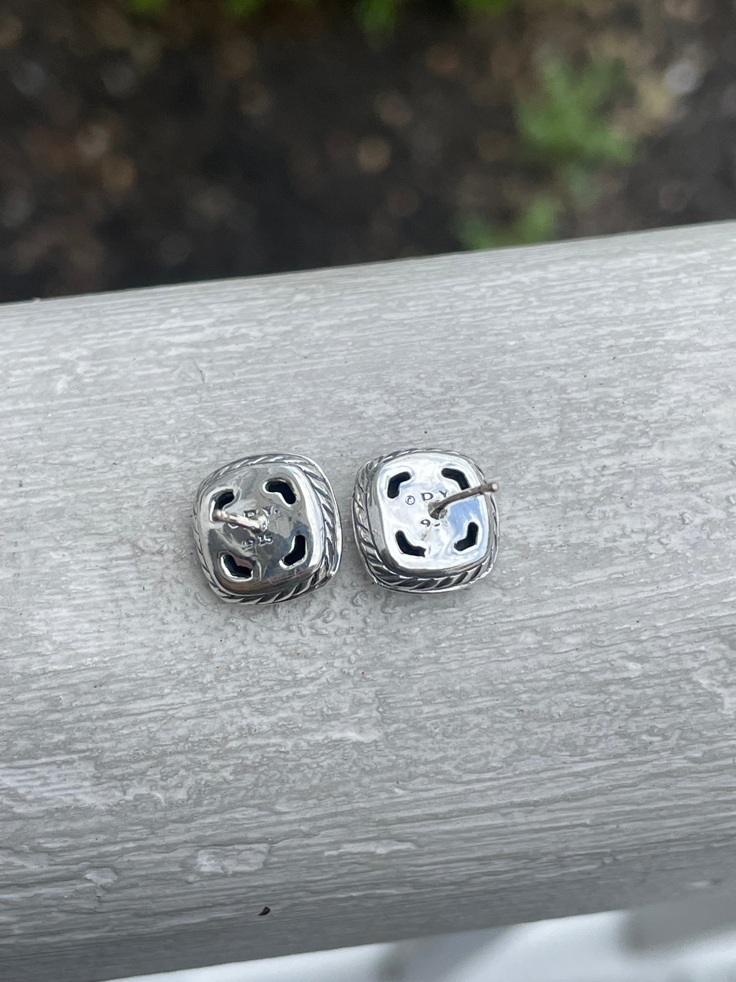 David Yurman 11x11mm Full Diamond Albion Stud Earrings.