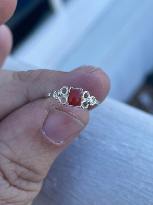 Silver Carnelian Mid Finger Ring Size 3