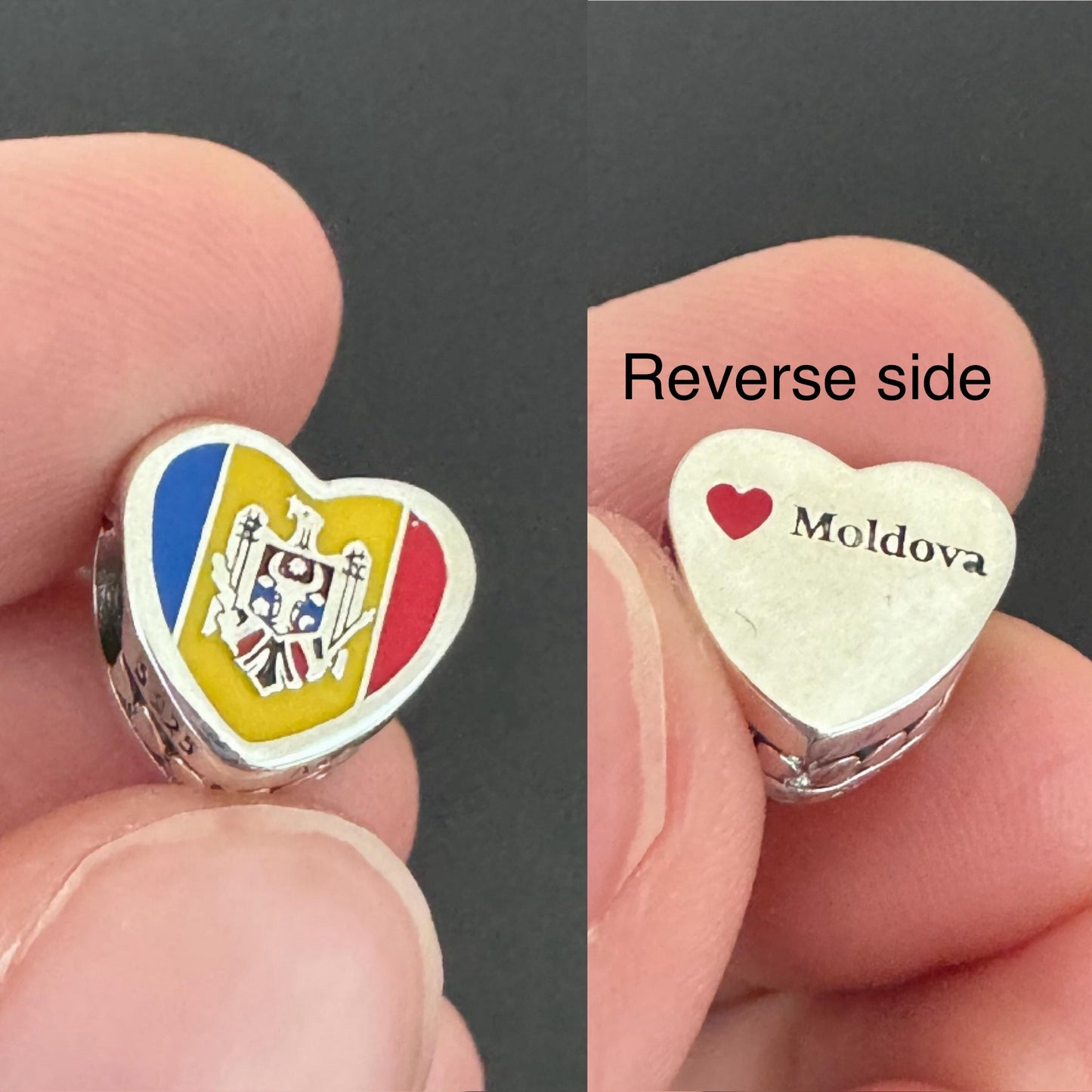 Rare Pandora Country of Moldova Exclusive Flag Heart Charm