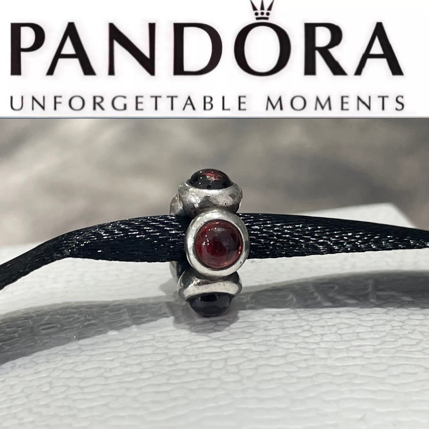 Retired Pandora Garnet Stone Spacer Charm 790538GR
