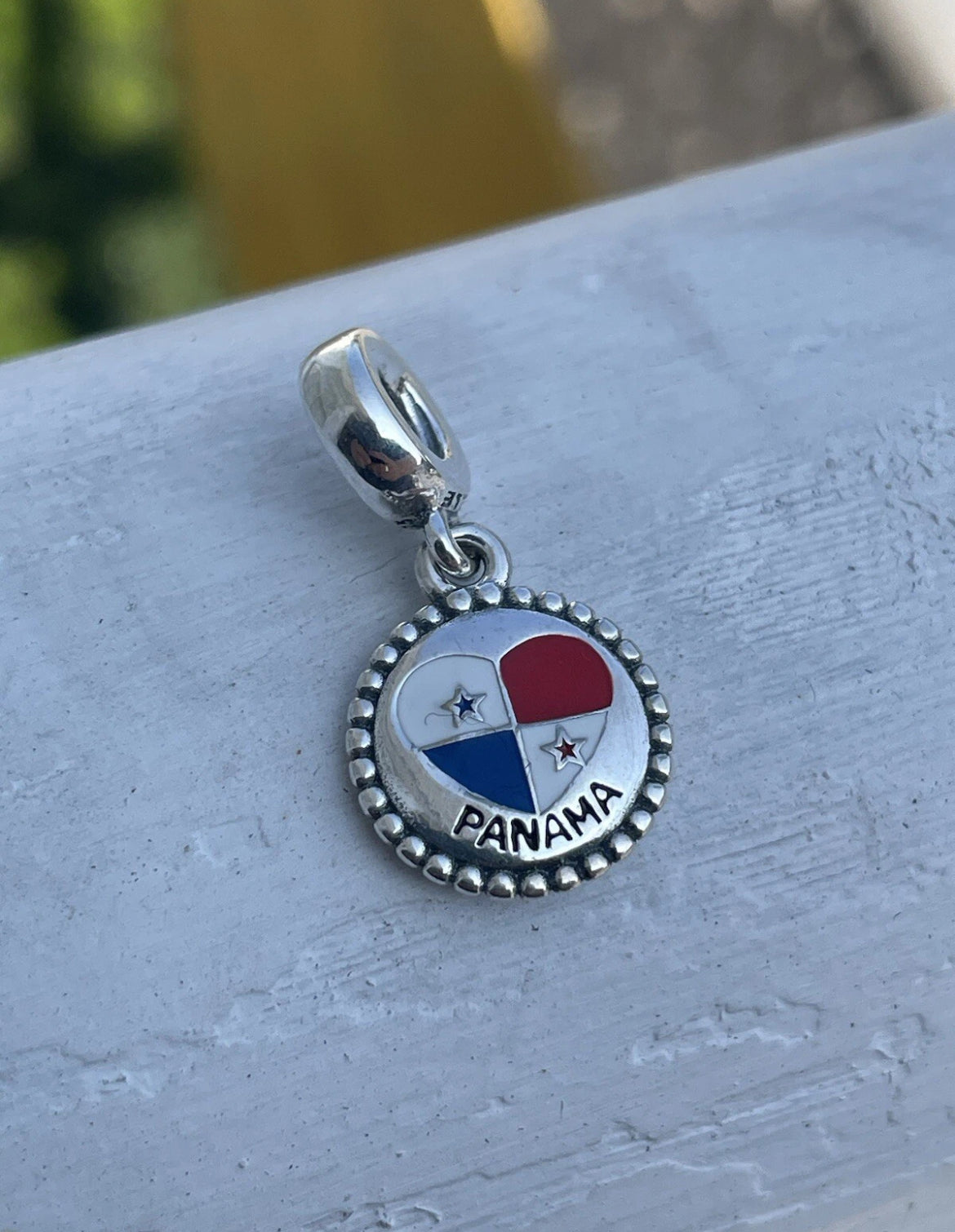 Pandora Panama Heart Flag Country Exclusive Travel Dangle Charm
