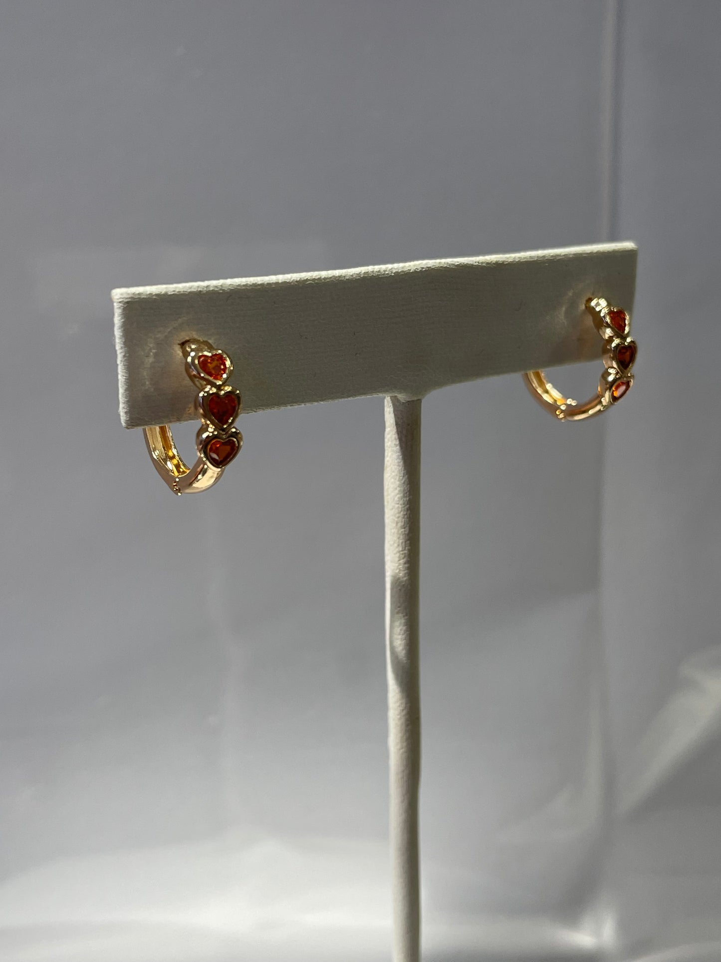 Stainless Steel Vermeil Orange Zirconia Huggie Hoop Earrings
