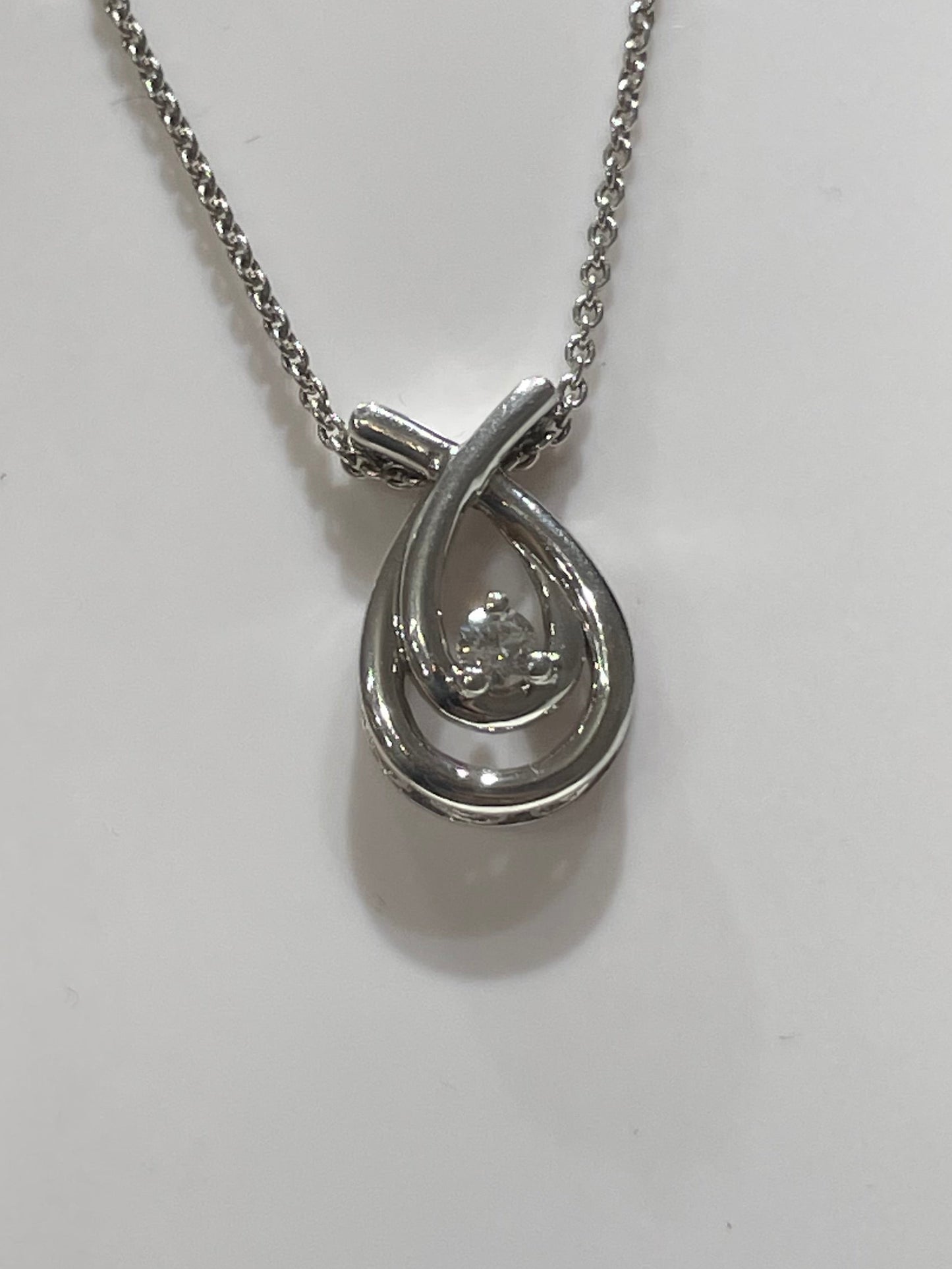 925 Sterling Silver Rhythm of Love Natural Diamond Necklace