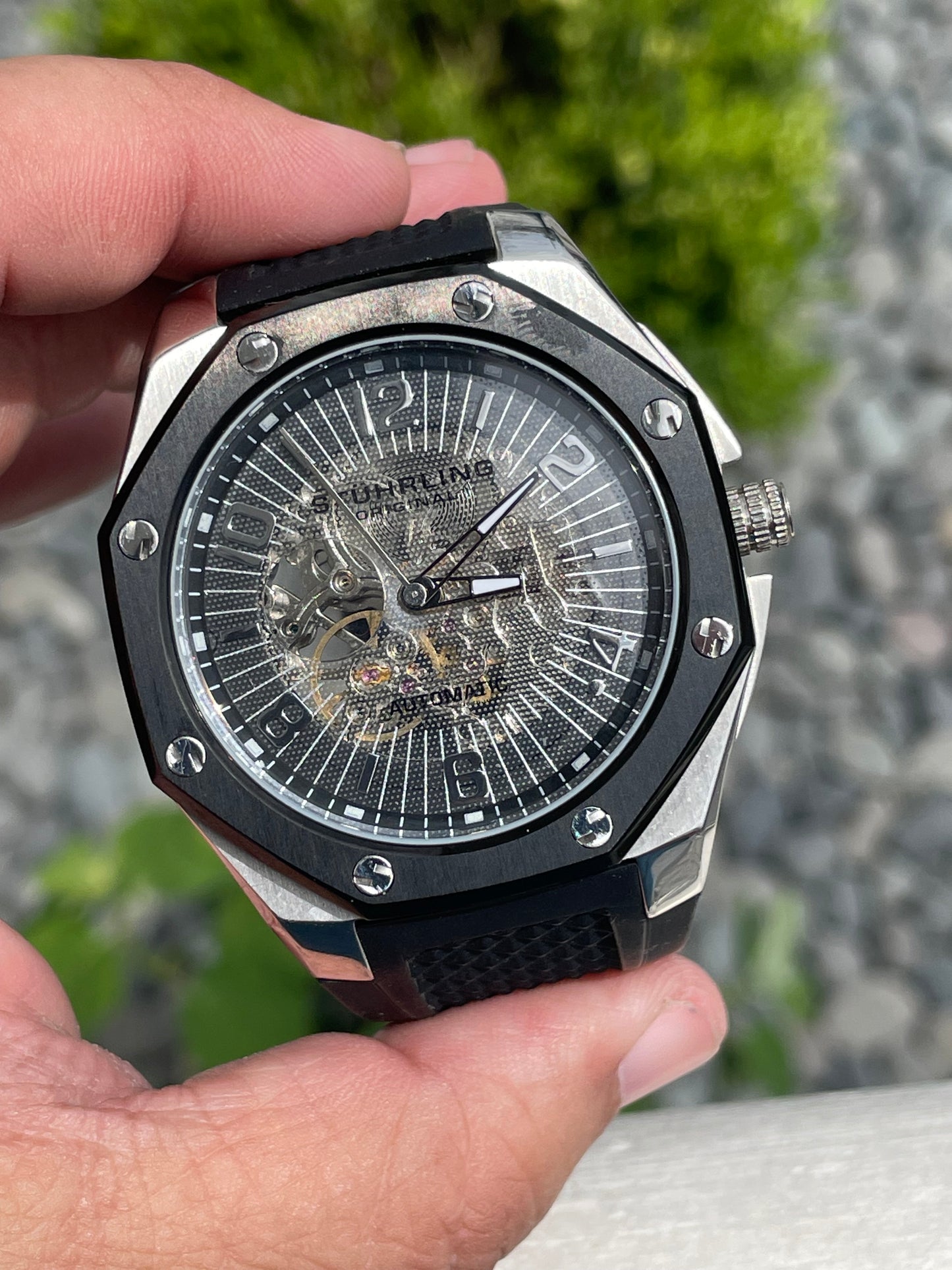 Mens Stuhrling Automatic Skeleton Watch Model ST 90089