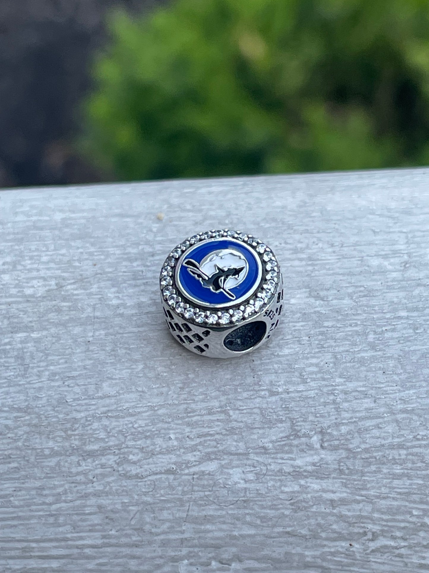 Pandora Salem Massachusetts Bewitched Witch on the Broomstick Moonlight Round Travel Charm