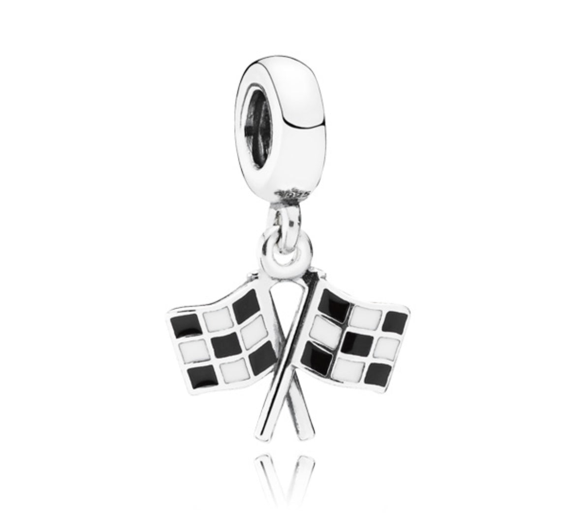 Retired Pandora the Finish Line Checkered Flag Dangle Charm 791508ENMX