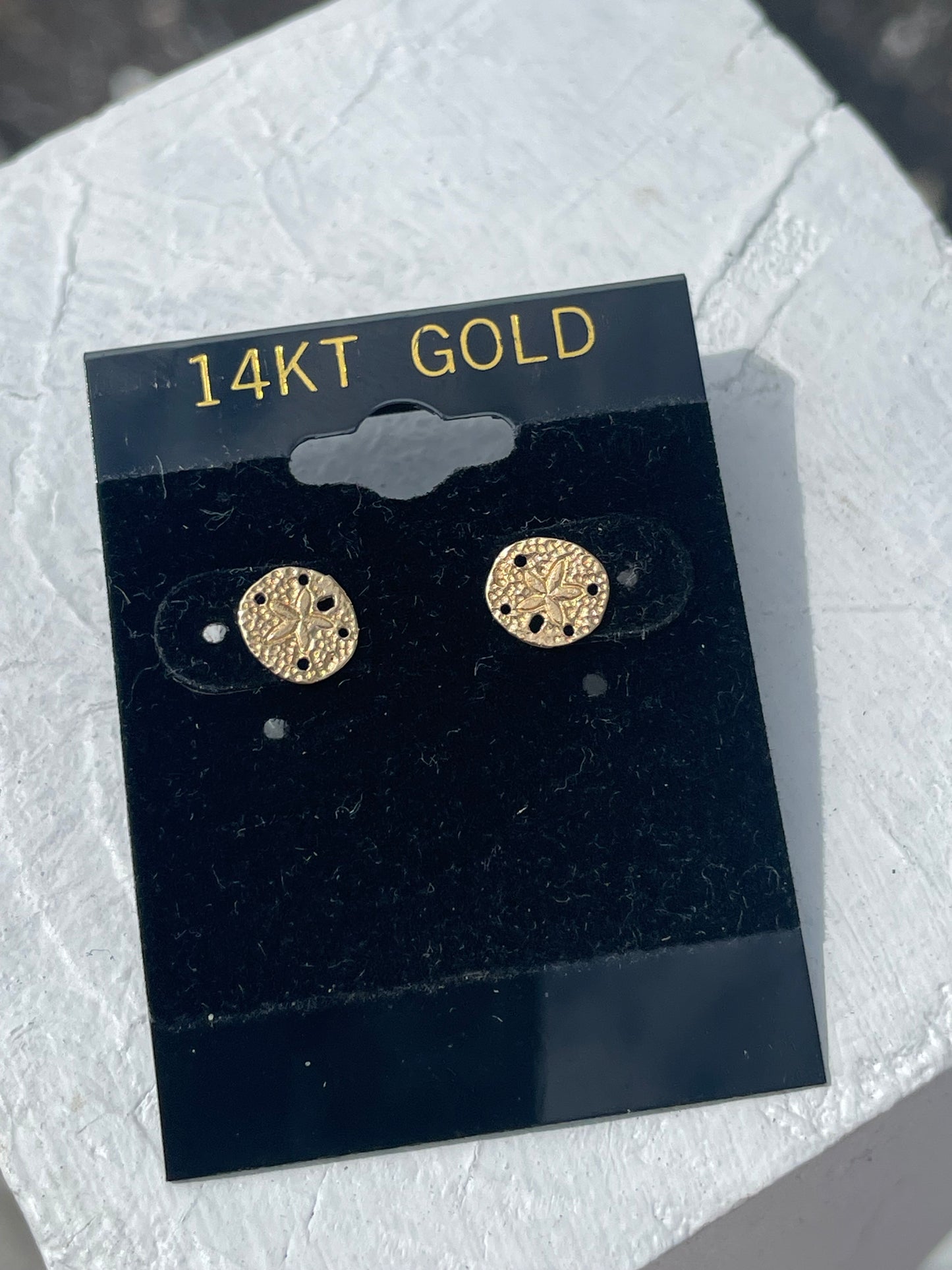 14k Gold Sand Dollar Stud Earrings