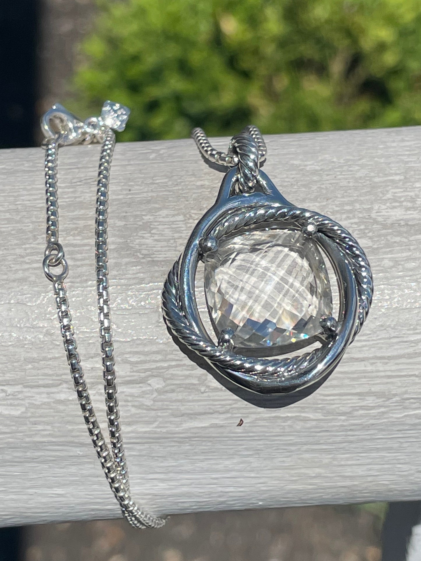 David Yurman White Topaz Infinity Necklace 17”