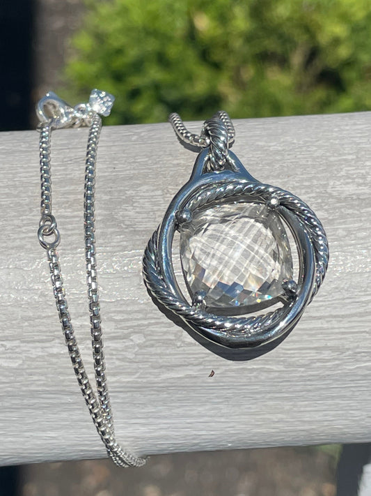 David Yurman White Topaz Infinity Necklace 17”