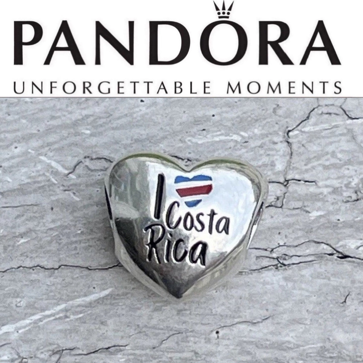 Pandora I Love Costa Rica Country Heart Flag Exclusive Travel Charm