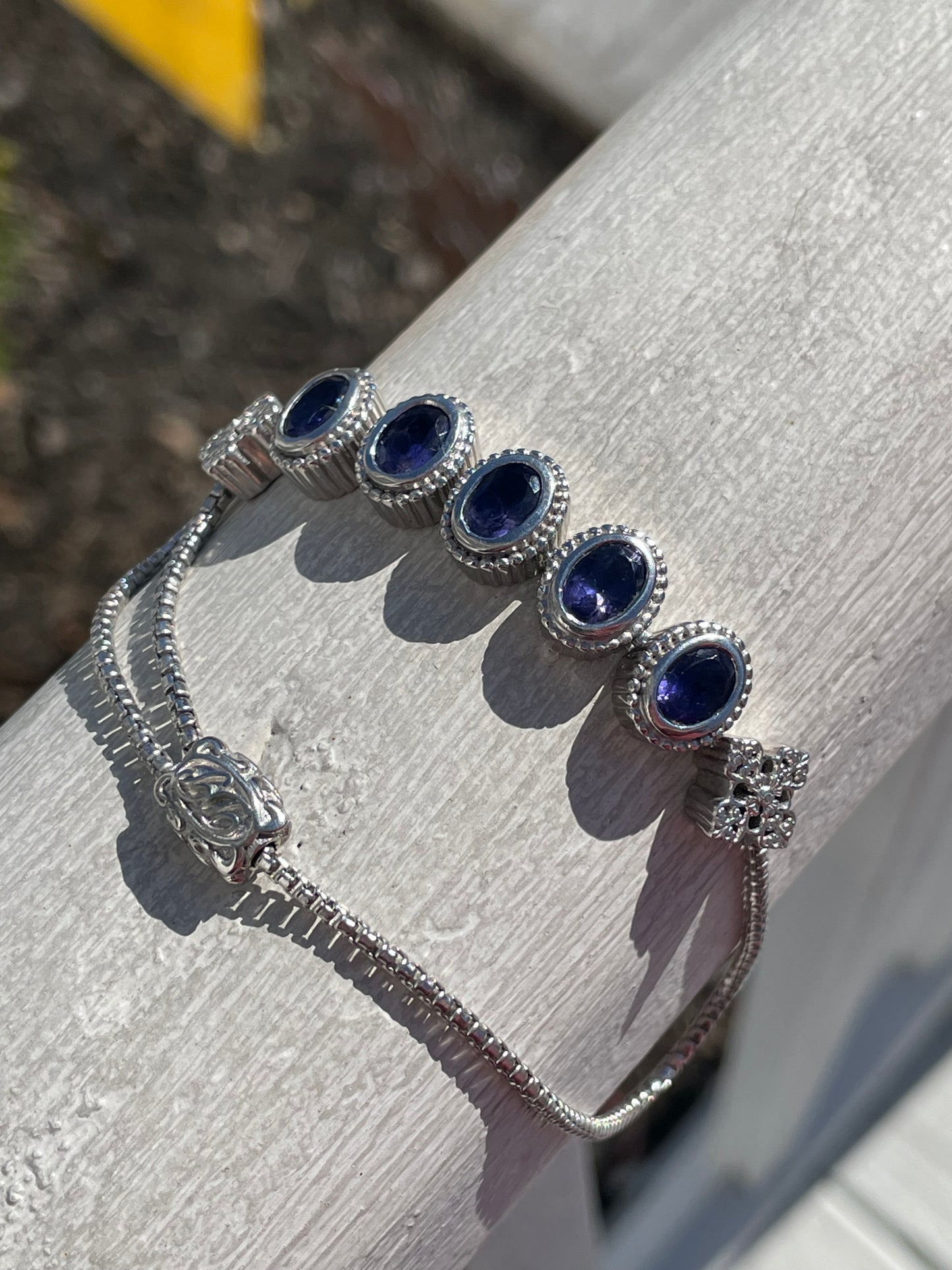 Designer Doug Paulson DP 925 Sterling Silver Iolite Cable Bracelet