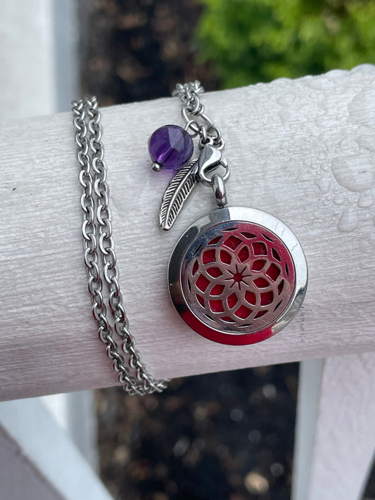 Stainless Steel Round Filigree Locket Necklace 26”-28”