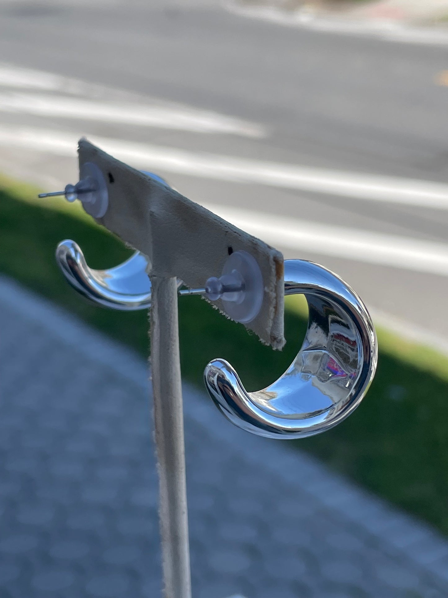 Silver plated Thick 3/4 Tapered Hoop Earrings