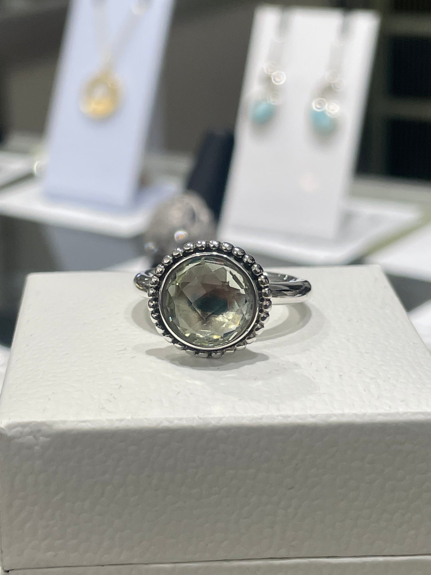 Retired Pandora Autumn Sky Ring Green Amethyst Size 6