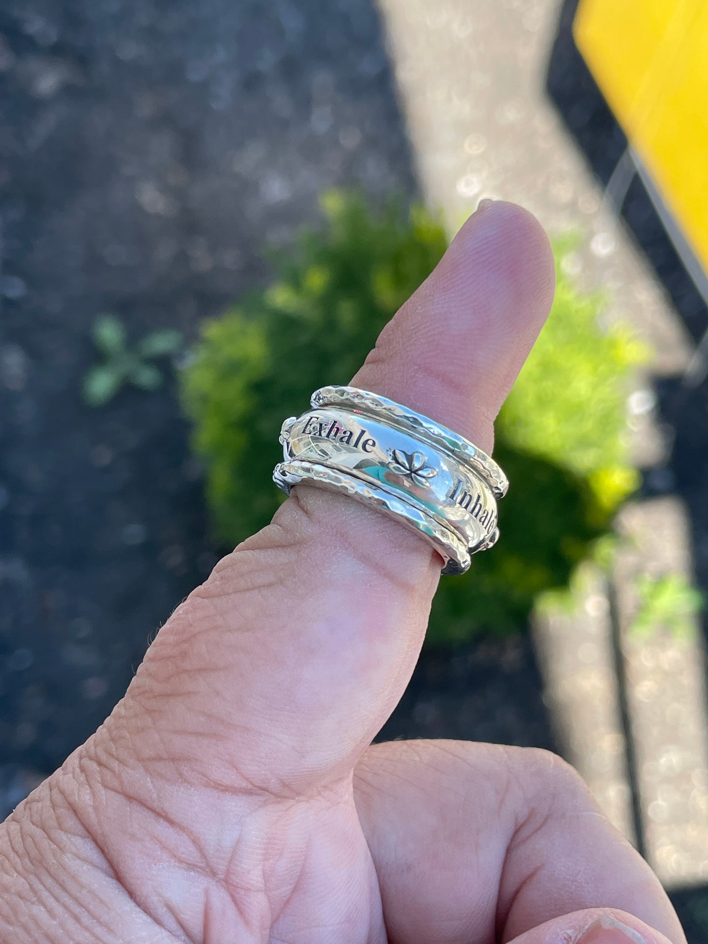 Designer John Hardy Jai Lotus Inhale Exhale Spinner 925 Sterling Silver Band Ring Size 8