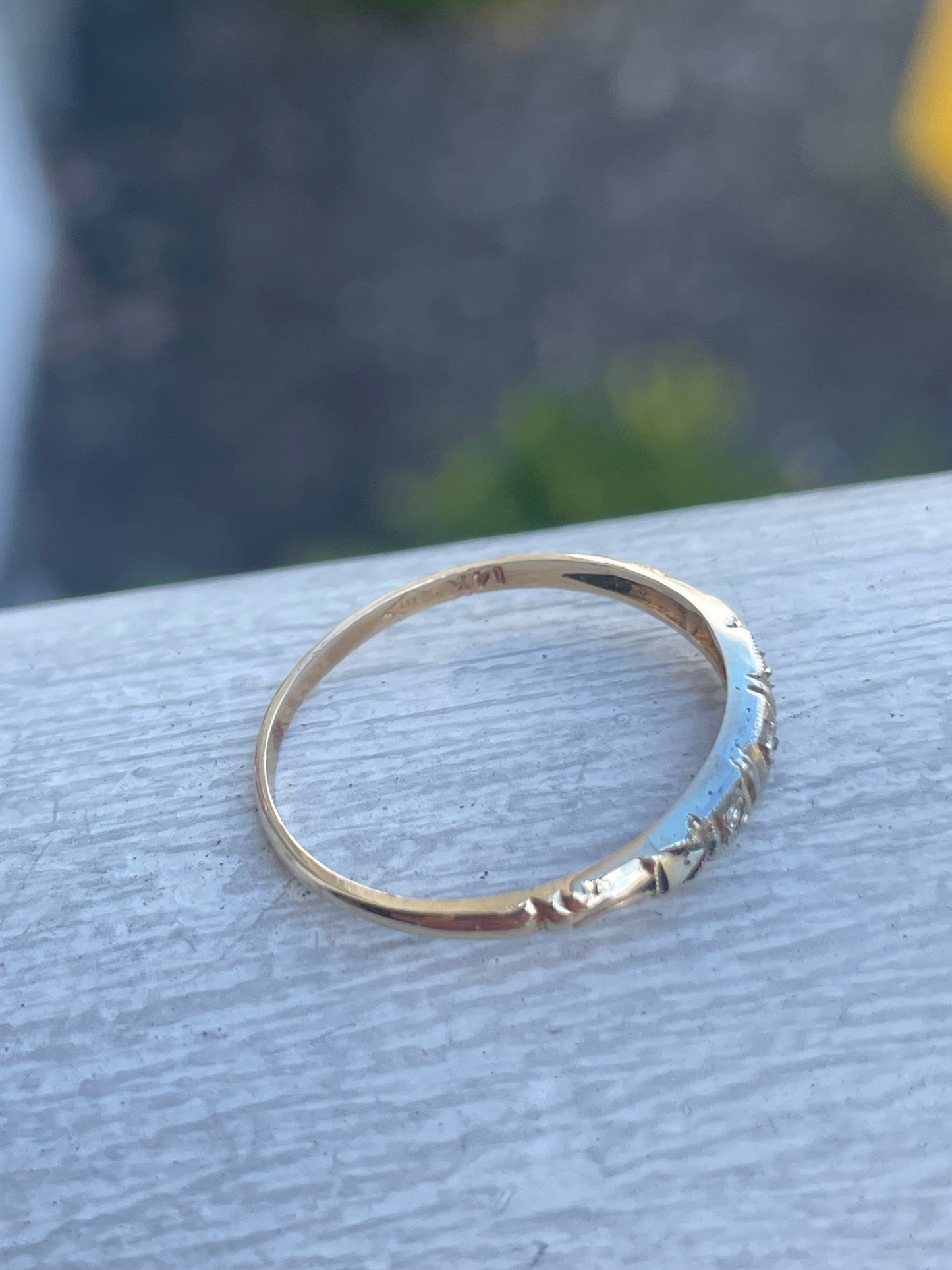 Vintage 14k Gold Diamond PPF Petite Band Ring Size 7.5