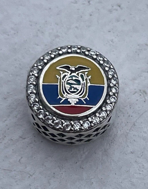 Pandora Ecuador Country Flag Exclusive Travel Round Signet Charm