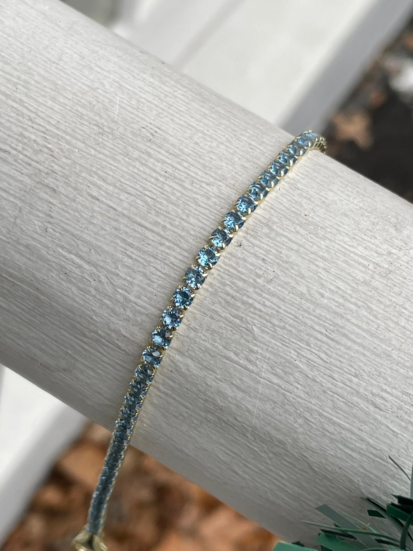 925 Sterling Silver Vermeil Light blue topaz tennis bracelet