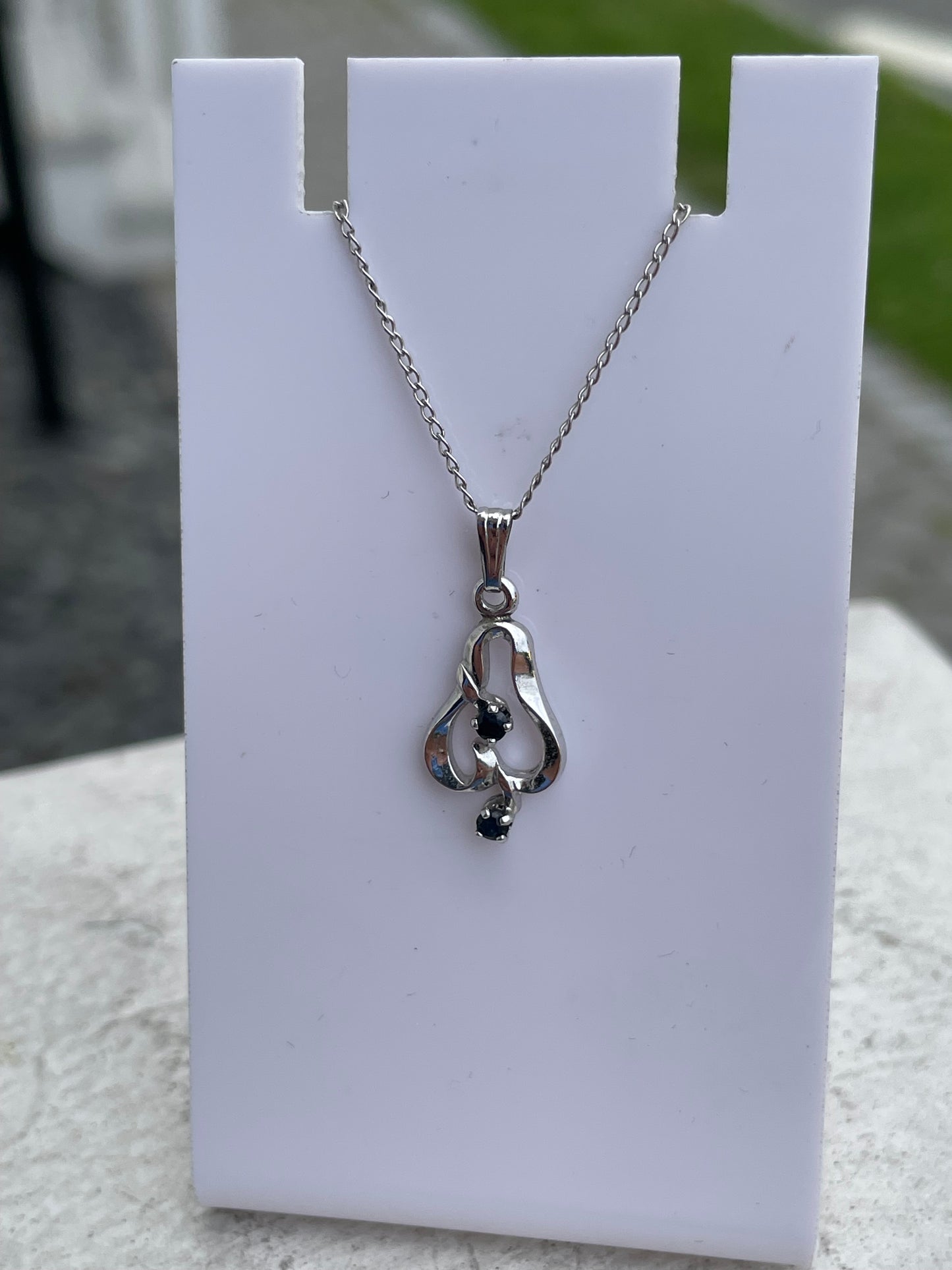 925 Sterling Silver Petite Sapphire Necklace