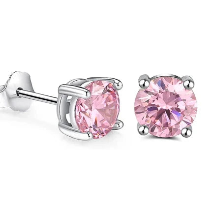 925 Sterling Silver Pink Zirconia Stud Earrings