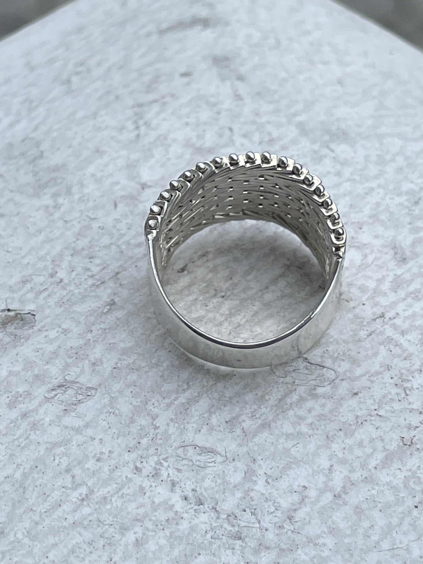925 Sterling Silver Panther Link Flex Ring Size 8