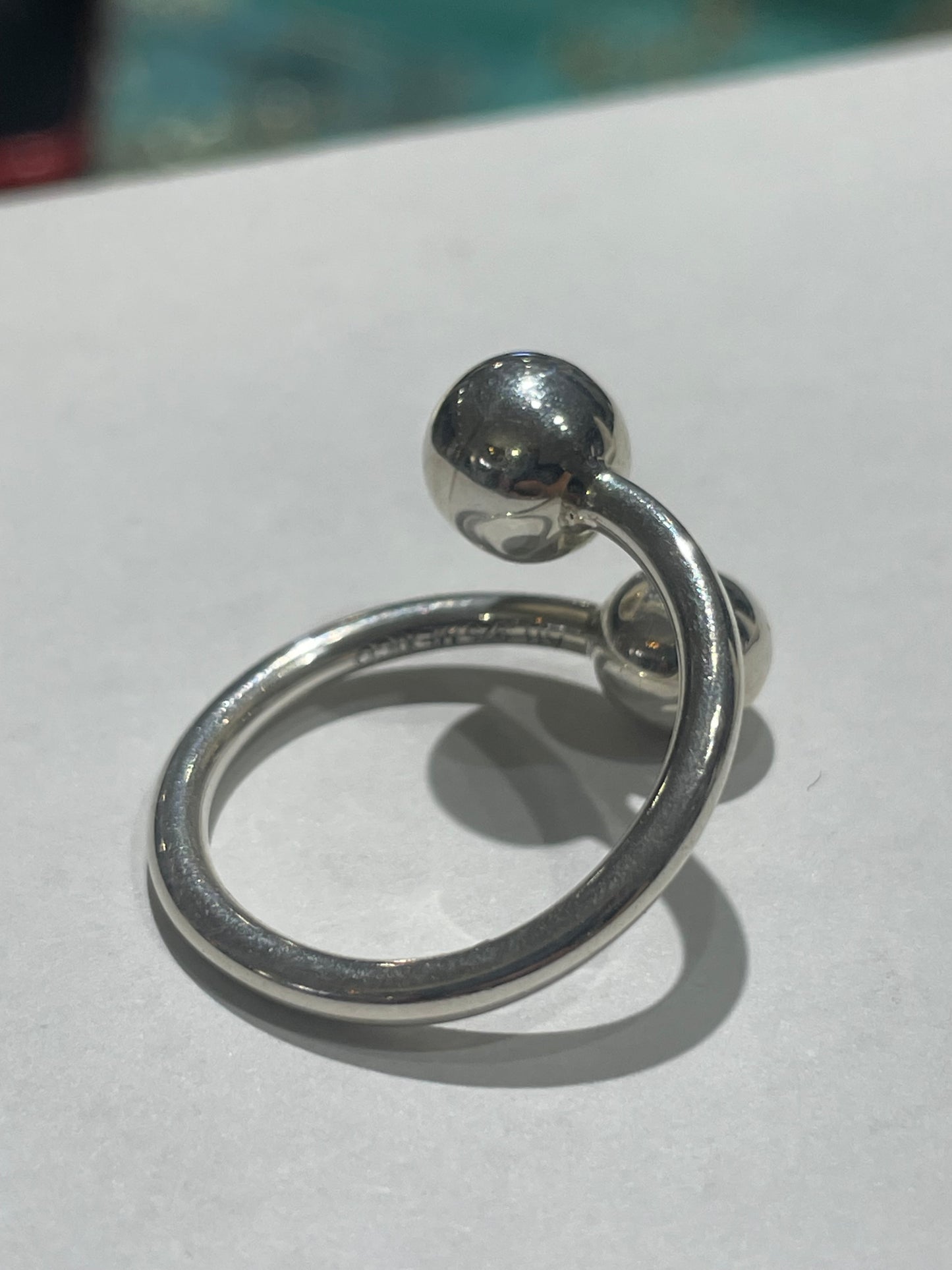 Designer ATI 925 Sterling Silver Bypass Ball Ring Size 7.5