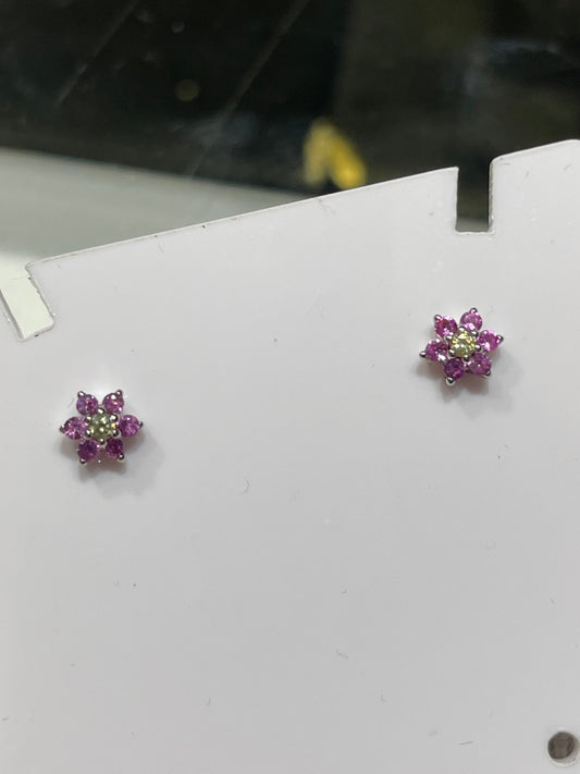 925 Sterling Silver Children’s Pink Flower Stud Earrings