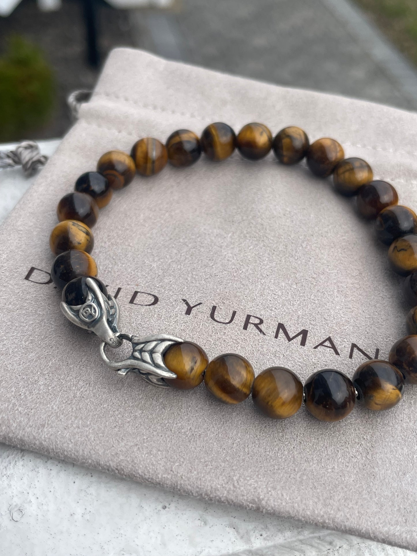 David Yurman Spiritual Beads Unisex Tiger Eye Bracelet 8.5”