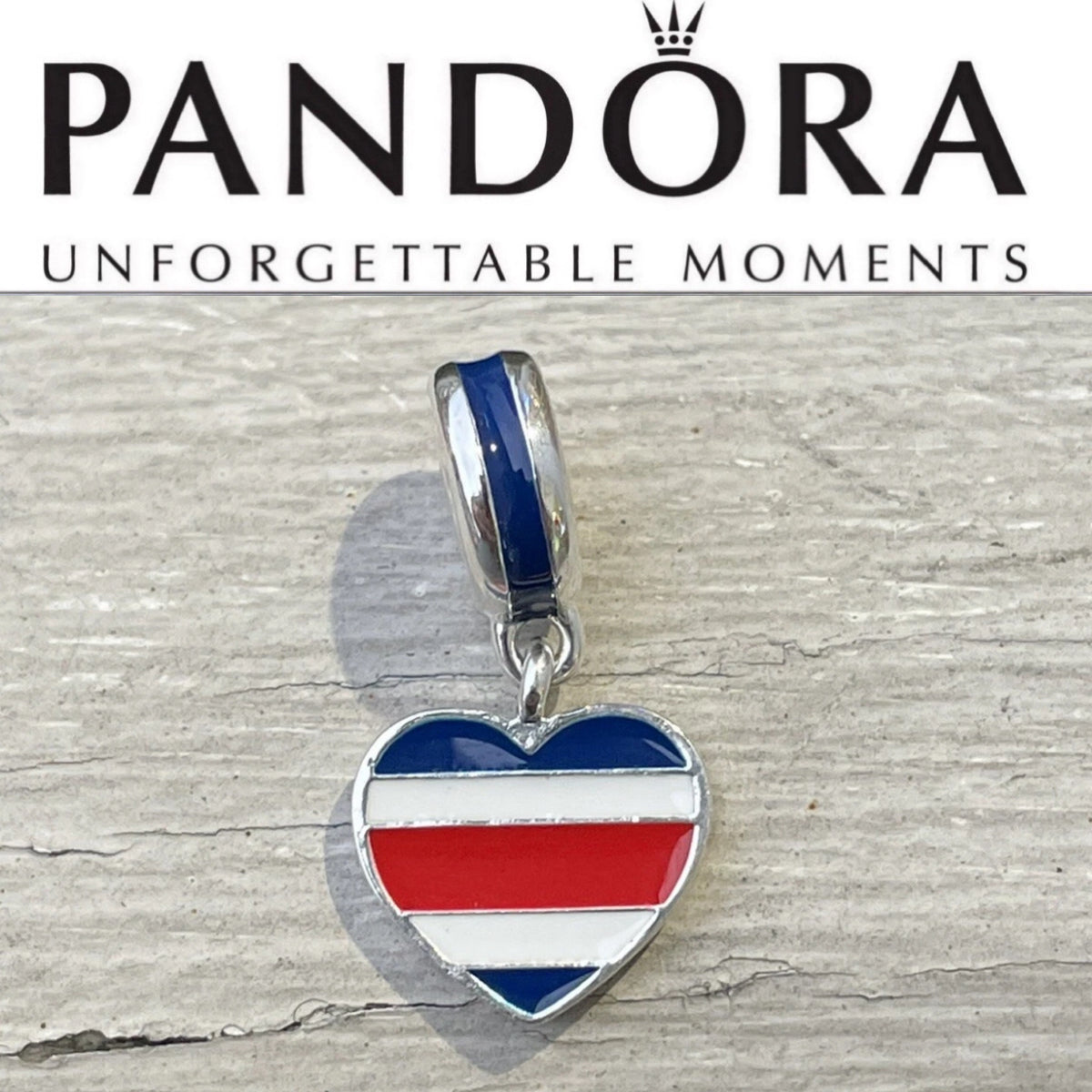 Pandora Costa Rica Country Heart Flag Exclusive Travel Dangle Charm