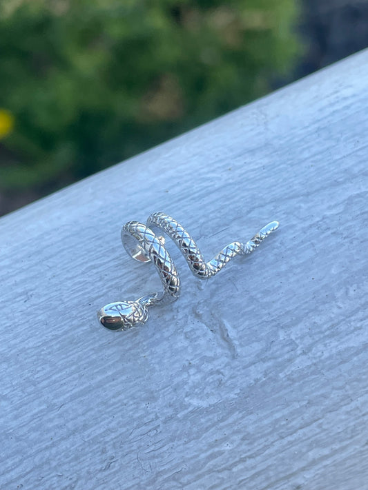 925 Sterling Silver Snake Serpent Ear Cuff