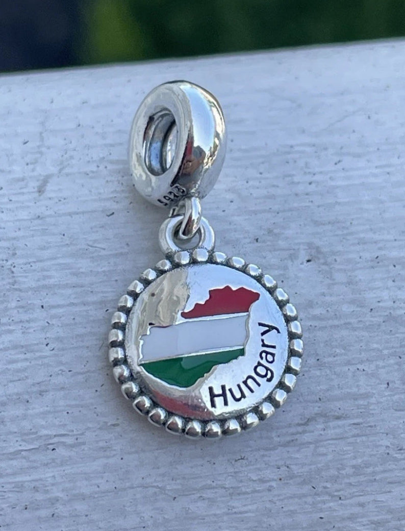 Pandora Hungary Country Exclusive Map Flag Travel Dangle Charm