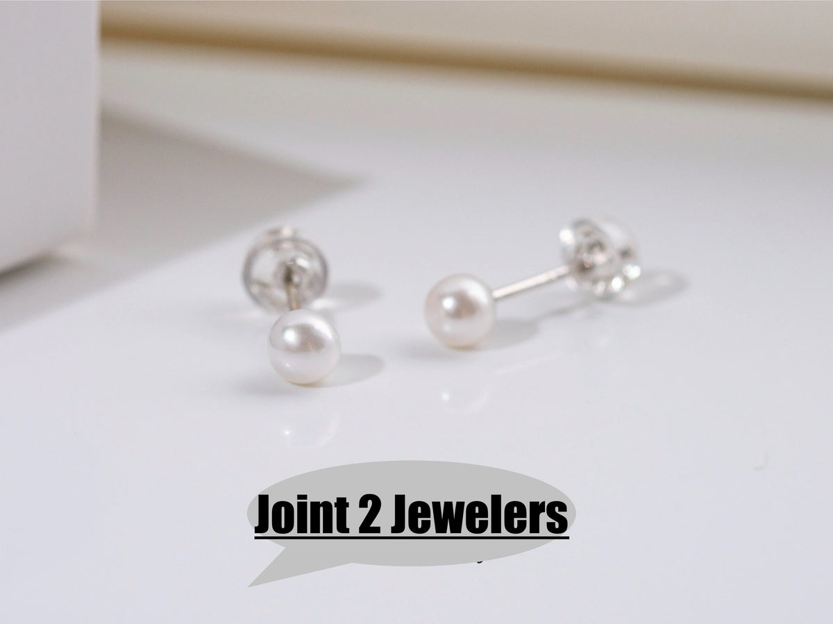 925 Sterling Silver 3mm Fresh water pearl stud earrings