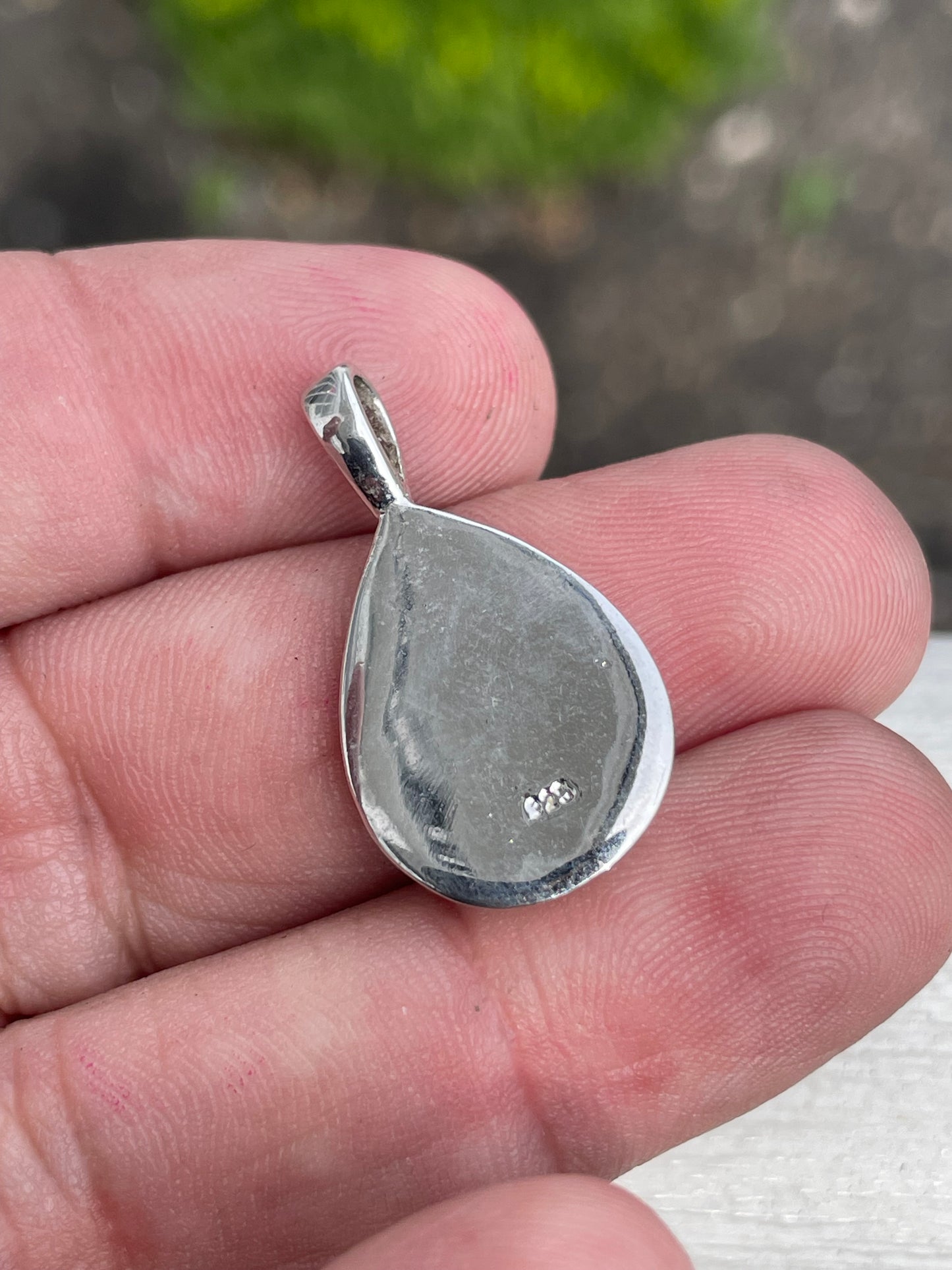 925 Sterling Silver Pear Shape Blue Lace Agate Pendant Charm