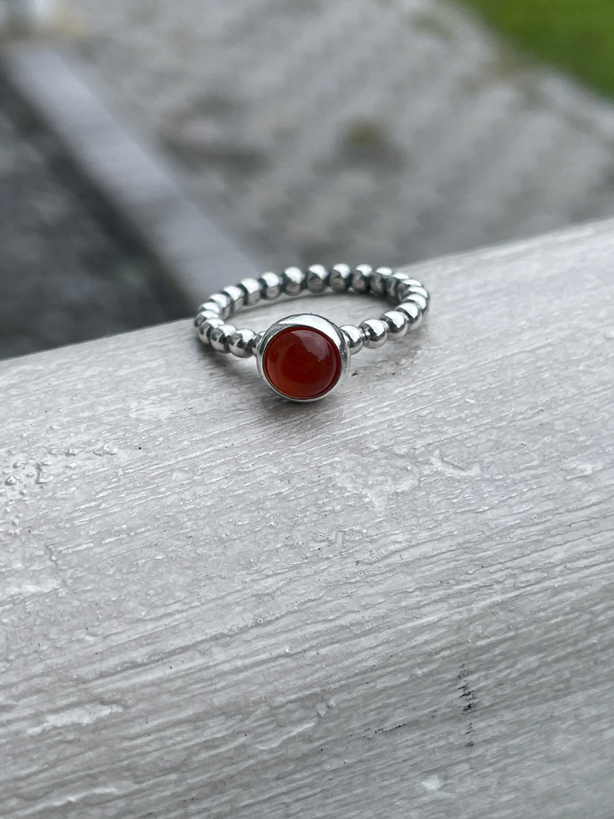 Retired Pandora Beaded Carnelian Stack Ring Size 5.5