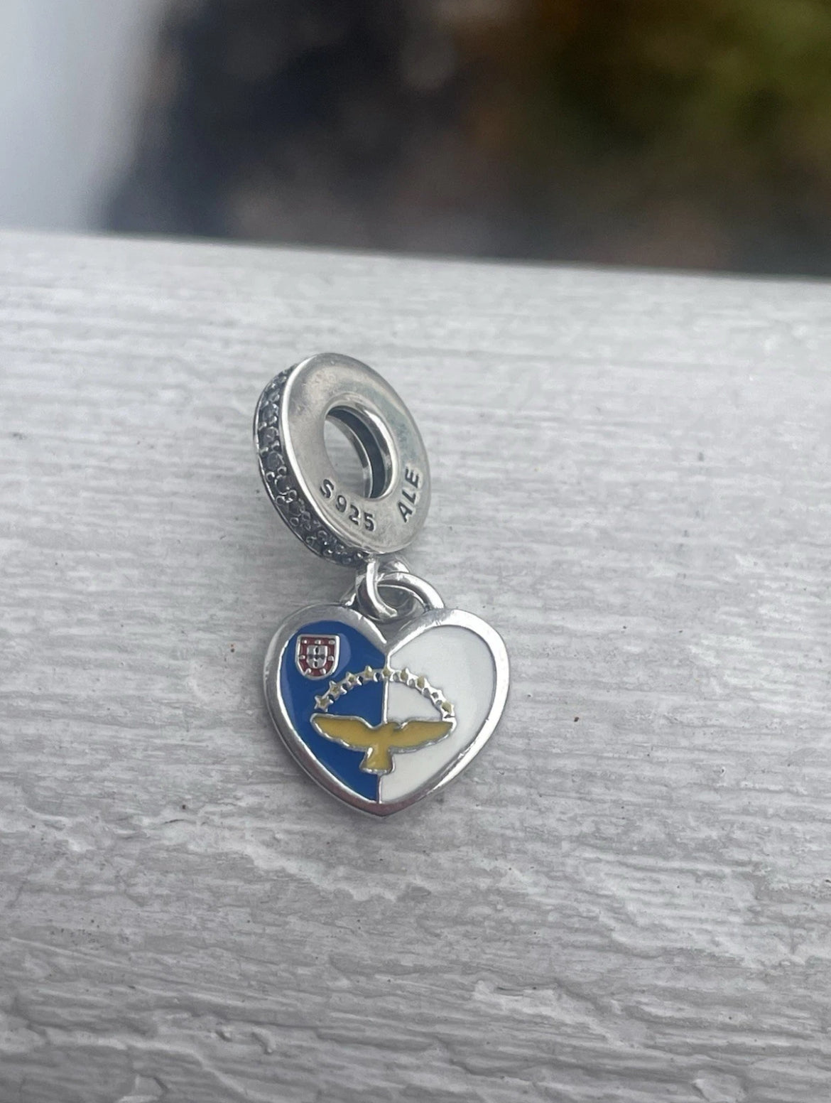 Pandora Azores Islands Exclusive Country Flag Colors Heart Dangle Charm
