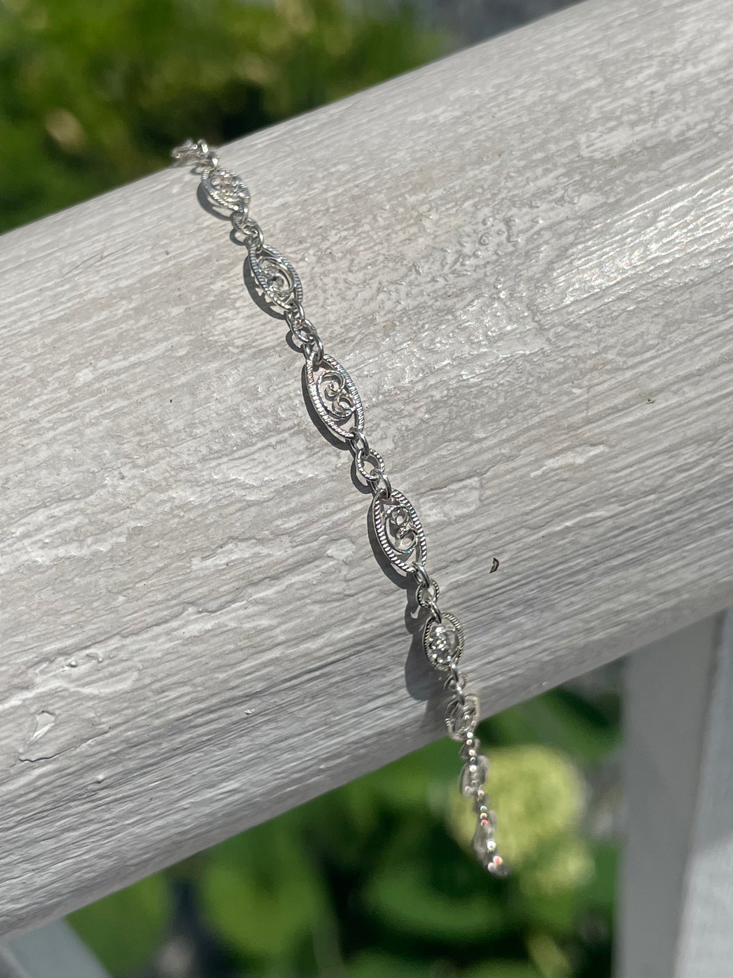925 Sterling Silver Kids Filigree Link Baby Bracelet 6”