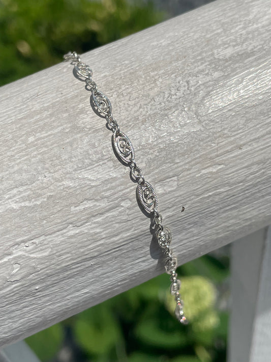 925 Sterling Silver Kids Filigree Link Baby Bracelet 6”