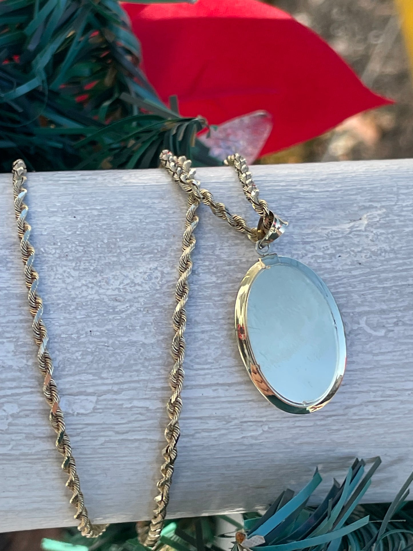 10k Gold Solid Tri-Color Jesus Rope Chain Necklace 22”